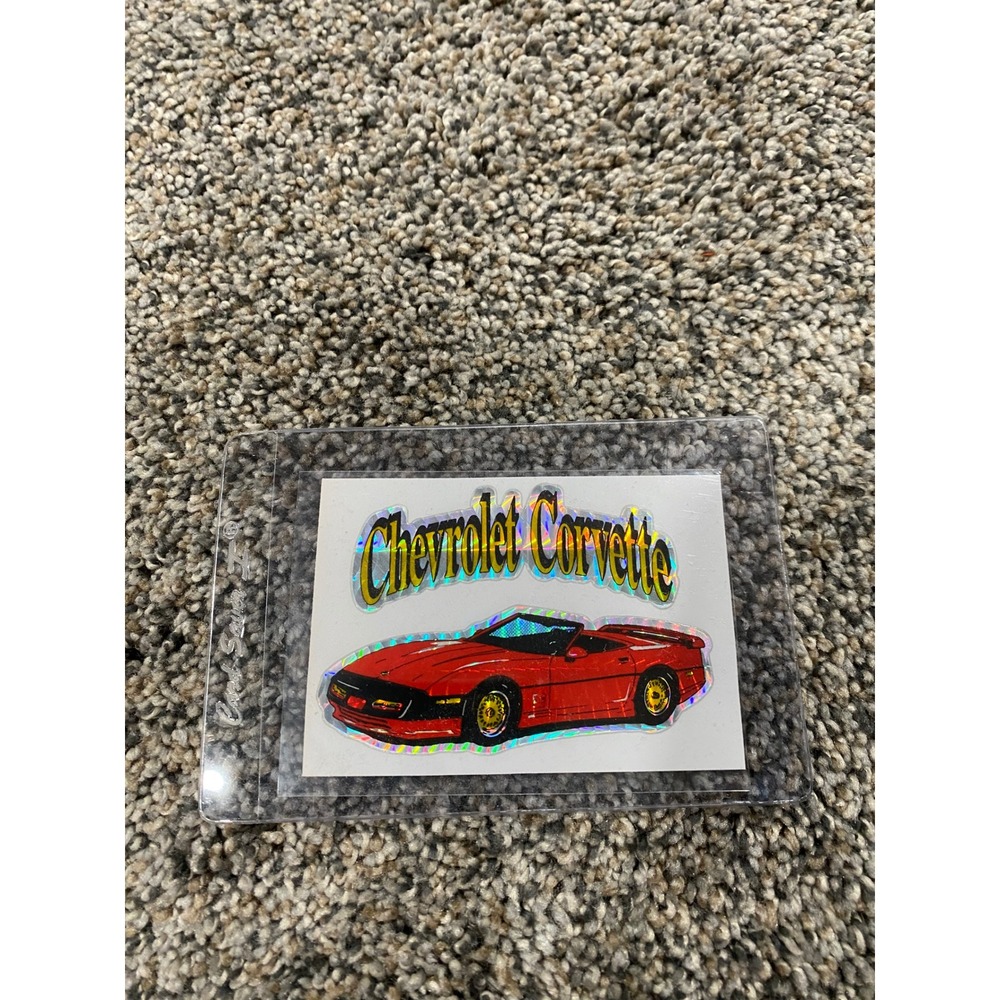 Vintage Chevrolet Corvette Red C4 Convertible Holographic Prismatic Sticker‎